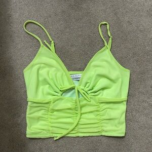 Lime green sheer crop top